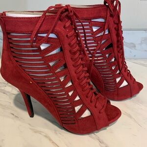 Women’s Ankle Bootie Heels Red Size 8.5